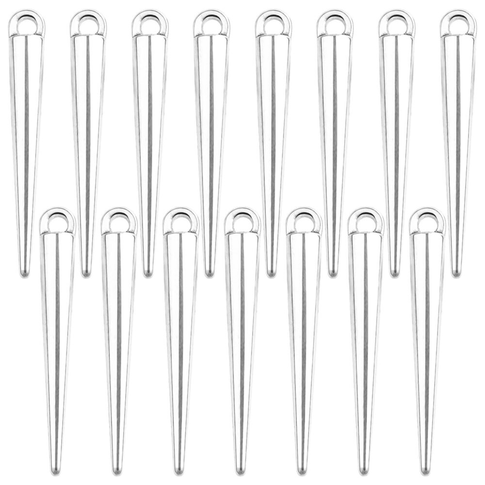 8092 50pcs Antique Silver Spike Bead Pendants Tibetan Alloy Long Bullet